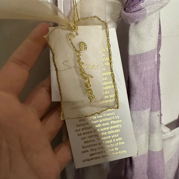 Sundress Serena One Shoulder Dress Gingham Lavender Hi-Low Purple Size Large NEW - Picture 6 of 8